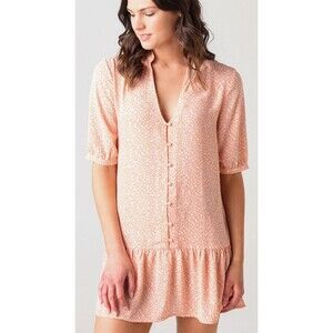 BB Dakota Been Here Before Dress Womens Peach Floral Cottagecore Mini Sz XS